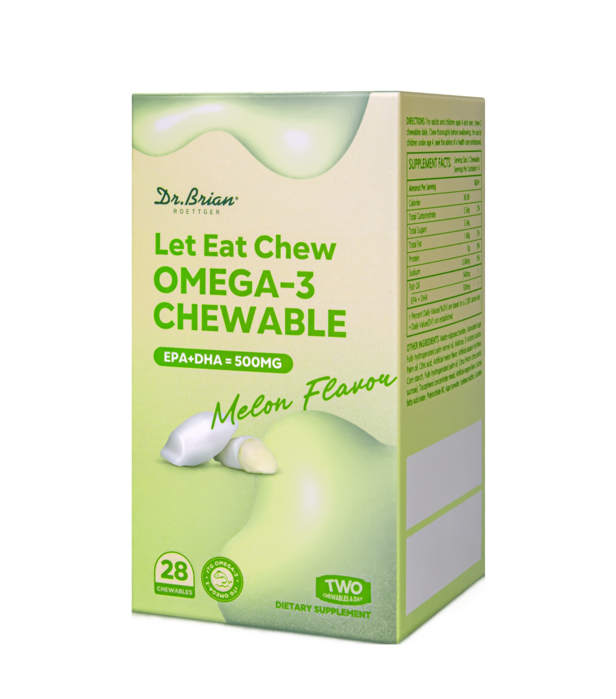Dr. Brian Let It Chew rTG Omega-3 Rágótabletta – Sárgadinnye ízű, 28 db